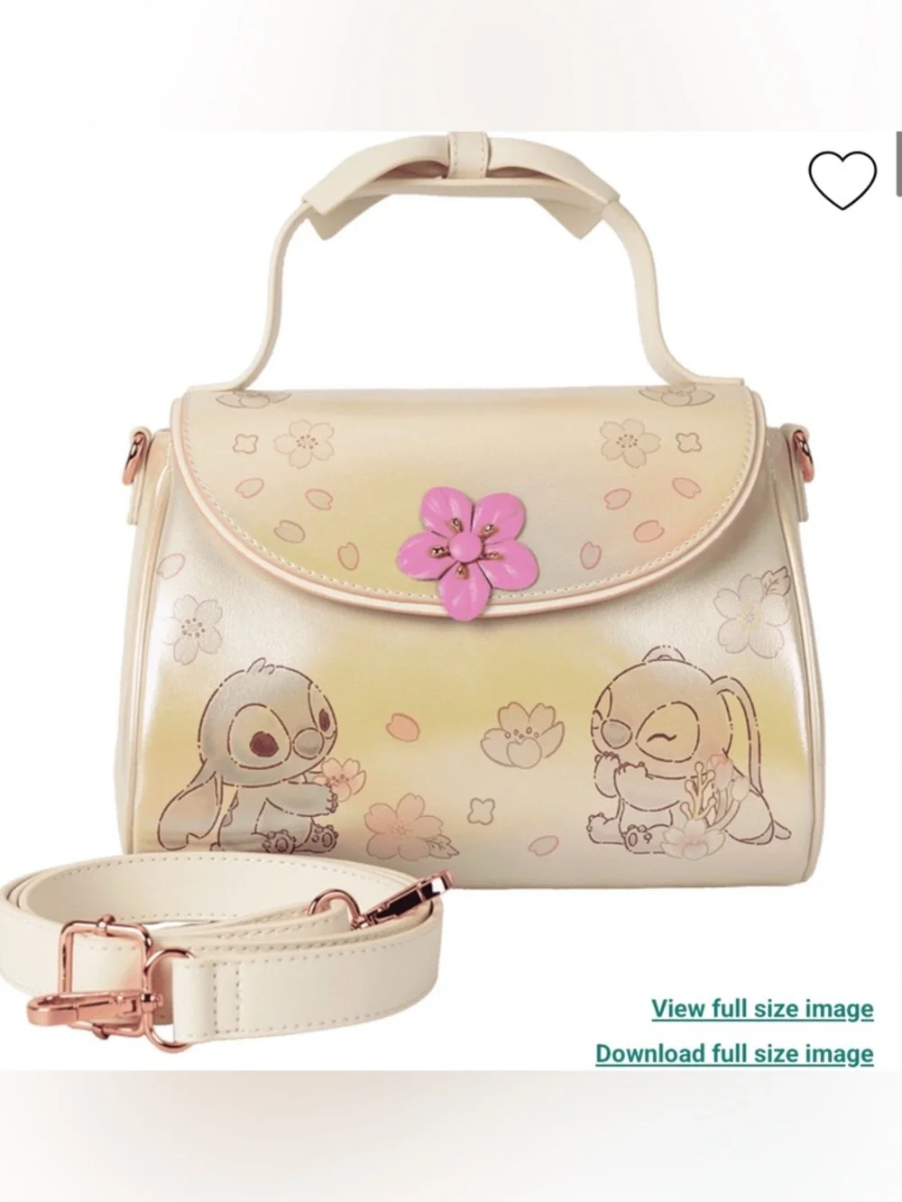 Loungefly Disney 🆕 Stitch & Angel Cherry Blossom Bow Handle Crossbody Bag